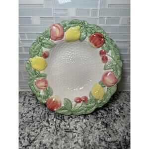 Vintage 1990 Fitz & Floyd Fruit Platter 12" Lemons Apples Cherries Peaches